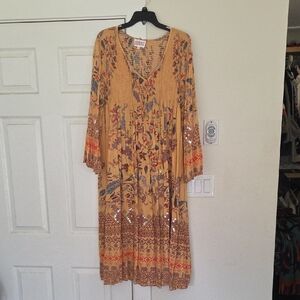 Gipsy Queen Long Sleeve Rayon Floral Dress